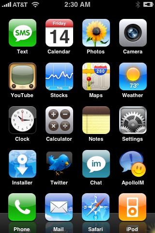 iPhone with SummerBoard Touch theme
